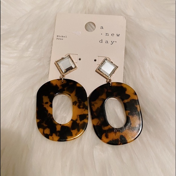a new day Jewelry - A NEW DAY Leopard Print Jewel Dangle Earrings